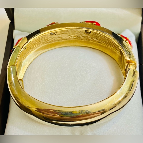 Gold and Red Ladybug Bangle Bracelet - Picture 4 of 4